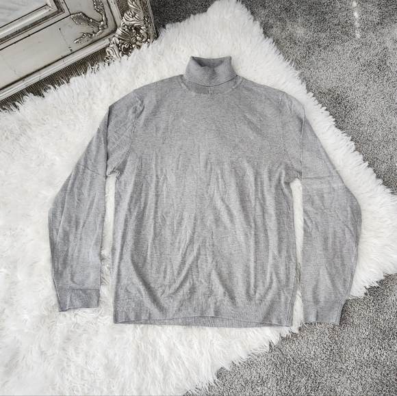 BoohooMan REGULAR RECYCLED ROLL NECK RIBBED SWEATER. Grey. Size Large. New. - Picture 1 of 7